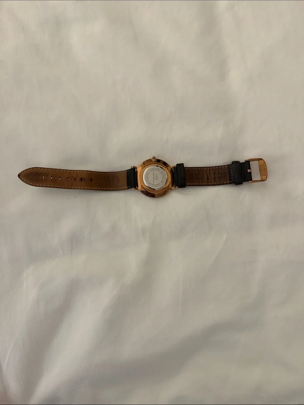 Daniel Wellington Black Leather Strap Watch with Rose Gold Case